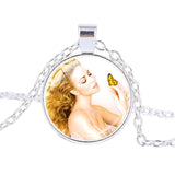 Mariah Carey pendant Mariah Carey Singer photo charm necklace Glass Round Dome Silver plated pendant trendy Chokers jewelry