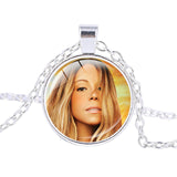 Mariah Carey pendant Mariah Carey Singer photo charm necklace Glass Round Dome Silver plated pendant trendy Chokers jewelry