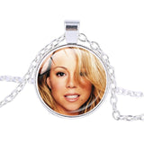 Mariah Carey pendant Mariah Carey Singer photo charm necklace Glass Round Dome Silver plated pendant trendy Chokers jewelry