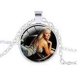 Mariah Carey pendant Mariah Carey Singer photo charm necklace Glass Round Dome Silver plated pendant trendy Chokers jewelry