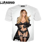 LIASOSO 2019 Summer New Men Women 3D Print Singer Mariah Carey Short Sleeve T shirt Fashion Sweatshirt Hip hop Pullover B177-02