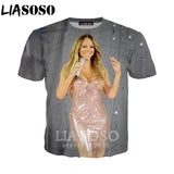 LIASOSO 2019 Summer New Men Women 3D Print Singer Mariah Carey Short Sleeve T shirt Fashion Sweatshirt Hip hop Pullover B177-02