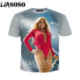 LIASOSO 2019 Summer New Men Women 3D Print Singer Mariah Carey Short Sleeve T shirt Fashion Sweatshirt Hip hop Pullover B177-02