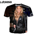 LIASOSO 2019 Summer New Men Women 3D Print Singer Mariah Carey Short Sleeve T shirt Fashion Sweatshirt Hip hop Pullover B177-02