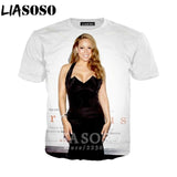 LIASOSO 2019 Summer New Men Women 3D Print Singer Mariah Carey Short Sleeve T shirt Fashion Sweatshirt Hip hop Pullover B177-02