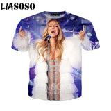 LIASOSO 2019 Summer New Men Women 3D Print Singer Mariah Carey Short Sleeve T shirt Fashion Sweatshirt Hip hop Pullover B177-02