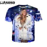 LIASOSO 2019 Summer New Men Women 3D Print Singer Mariah Carey Short Sleeve T shirt Fashion Sweatshirt Hip hop Pullover B177-02