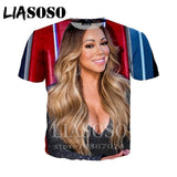 LIASOSO t-shirt 3D print Men women Mariah Carey star Anime streetwear top t shirt Harajuku clothes punk tshirt Short Sleeve E442