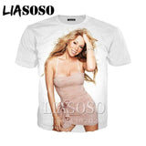 LIASOSO t-shirt 3D print Men women Mariah Carey star Anime streetwear top t shirt Harajuku clothes punk tshirt Short Sleeve E442