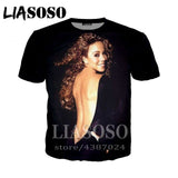 LIASOSO t-shirt 3D print Men women Mariah Carey star Anime streetwear top t shirt Harajuku clothes punk tshirt Short Sleeve E442