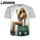 LIASOSO t-shirt 3D print Men women Mariah Carey star Anime streetwear top t shirt Harajuku clothes punk tshirt Short Sleeve E442
