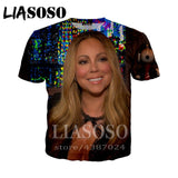LIASOSO t-shirt 3D print Men women Mariah Carey star Anime streetwear top t shirt Harajuku clothes punk tshirt Short Sleeve E442