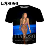 LIASOSO t-shirt 3D print Men women Mariah Carey star Anime streetwear top t shirt Harajuku clothes punk tshirt Short Sleeve E442