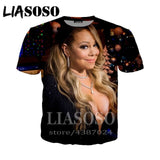 LIASOSO t-shirt 3D print Men women Mariah Carey star Anime streetwear top t shirt Harajuku clothes punk tshirt Short Sleeve E442