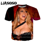 LIASOSO t-shirt 3D print Men women Mariah Carey star Anime streetwear top t shirt Harajuku clothes punk tshirt Short Sleeve E442