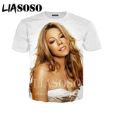 LIASOSO t-shirt 3D print Men women Mariah Carey star Anime streetwear top t shirt Harajuku clothes punk tshirt Short Sleeve E442
