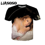 LIASOSO t-shirt 3D print Men women Mariah Carey star Anime streetwear top t shirt Harajuku clothes punk tshirt Short Sleeve E442
