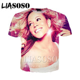 LIASOSO t-shirt 3D print Men women Mariah Carey star Anime streetwear top t shirt Harajuku clothes punk tshirt Short Sleeve E442