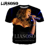 LIASOSO t-shirt 3D print Men women Mariah Carey star Anime streetwear top t shirt Harajuku clothes punk tshirt Short Sleeve E442