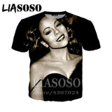 LIASOSO t-shirt 3D print Men women Mariah Carey star Anime streetwear top t shirt Harajuku clothes punk tshirt Short Sleeve E442